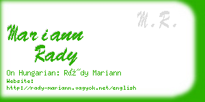 mariann rady business card